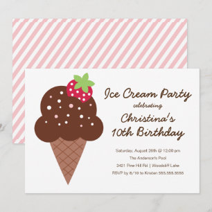 Cute Ice Cream Anniversaire Fête Invitation