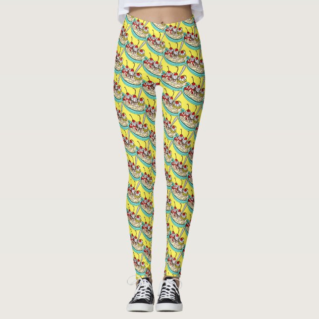 Cute Ice Cream Banana Split    Leggings (Front)
