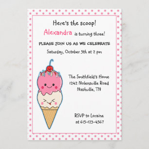 Cute Ice Cream Birthday Invitation