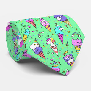 cute ice-cream can unicorn pattern tie