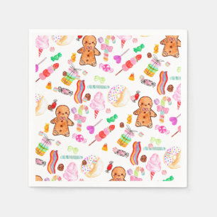 Cute Ice Cream Candy Donut Candyland Kids Birthday Napkin