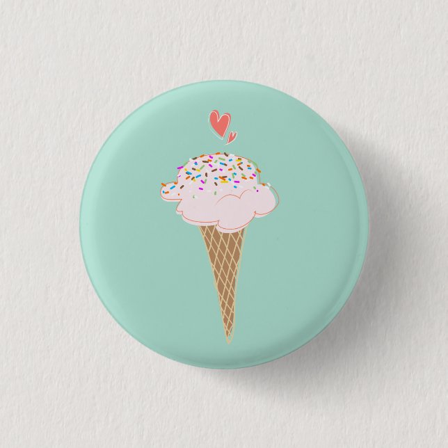 Cute Ice Cream Cone   1 Inch Round Button (Front)
