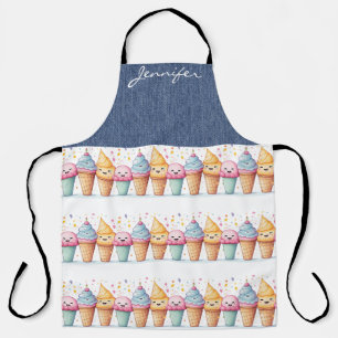 Cute Ice Cream Cone All-Over Print Apron