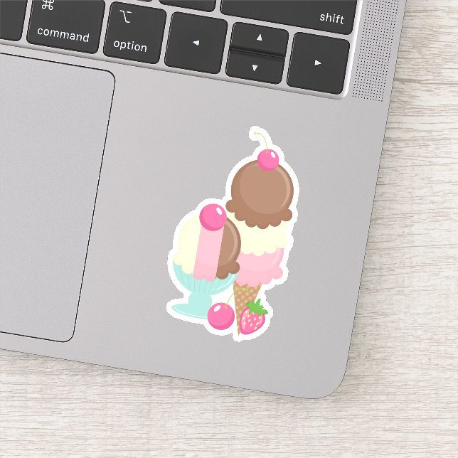Cute Ice Cream Cone and Dish Illustration (Detail)