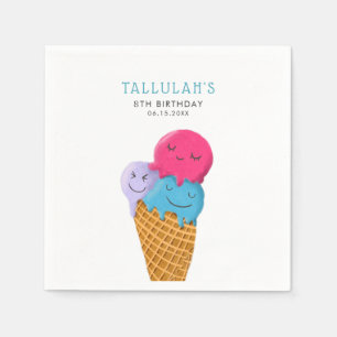 Cute Ice Cream Cone Birthday Party Napkin