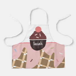 Cute Ice Cream Cone Cupcake Pink Sprinkles Pink Apron