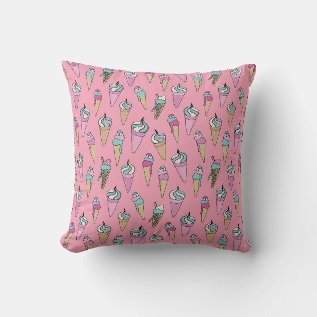 Cute Ice Cream Cone pattern Throw Pillow (Front)
