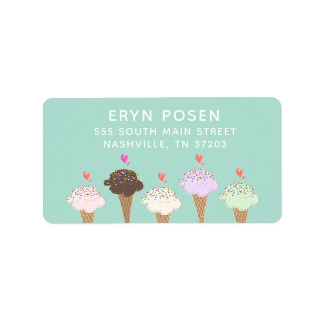 Cute Ice Cream Cones Label (Front)
