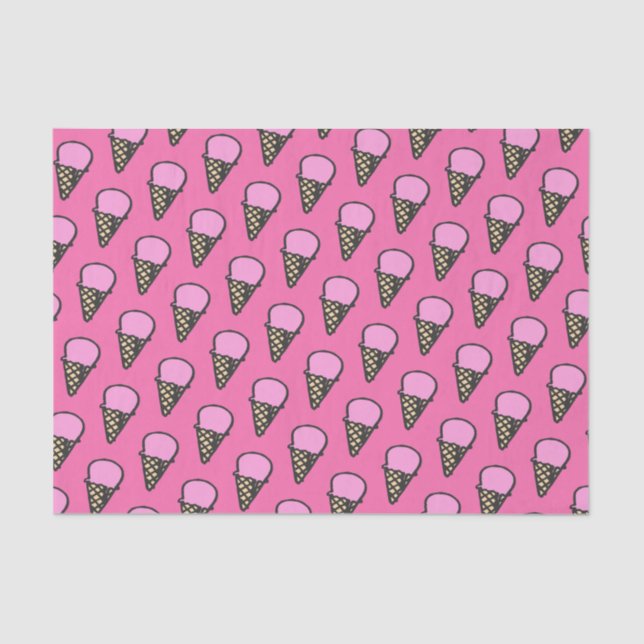 Cute Ice Cream Cones Pattern Tissue Paper (Front)