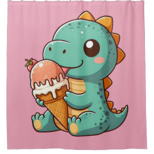 Cute ice cream eating dino