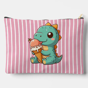 Cute ice cream eating dino accessory pouch