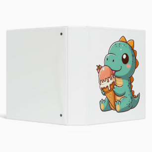 Cute ice cream eating dino binder