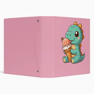 Cute ice cream eating dino binder