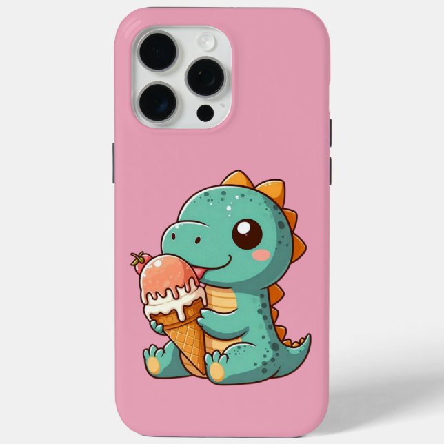 Cute ice cream eating dino Case-Mate iPhone case (Back)
