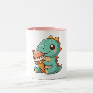 Cute ice cream eating dino mug