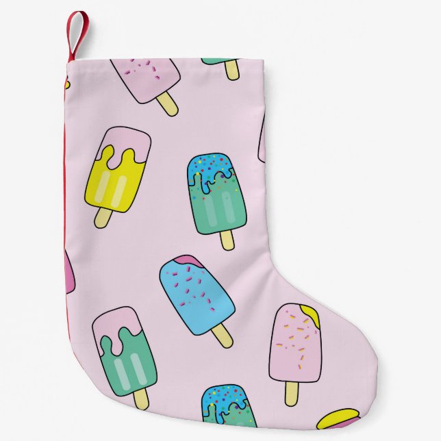 Cute ice cream: fruit pattern. small christmas stocking (Front)