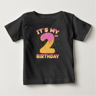 Cute Ice Cream It's my 2nd Birthday 2 years Girl Baby T-Shirt