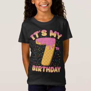 Cute Ice Cream It's my 7th Birthday 7 years Girl T-Shirt