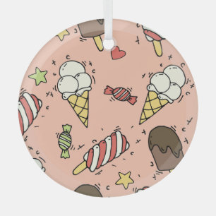 Cute Ice Cream & Lollipops: Seamless Glass Ornament