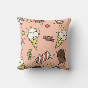 Cute Ice Cream & Lollipops: Seamless Throw Pillow
