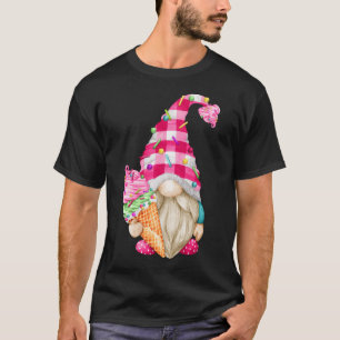 Cute Ice Cream Lover Gnome For Women With Pink Buf T-Shirt