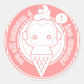 Cute Ice Cream Monkey Classic Round Sticker