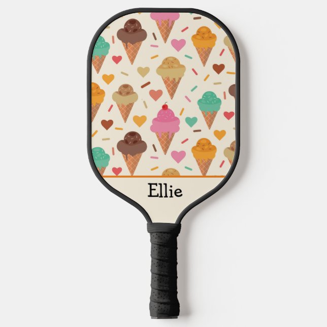 Cute Ice Cream Pattern Custom personalized  Pickleball Paddle (Front)
