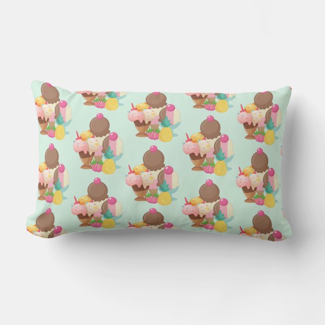 Cute Ice Cream Pattern Lumbar Pillow (Front)