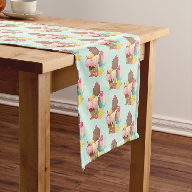 Cute Ice Cream Pattern Short Table Runner (In Situ)