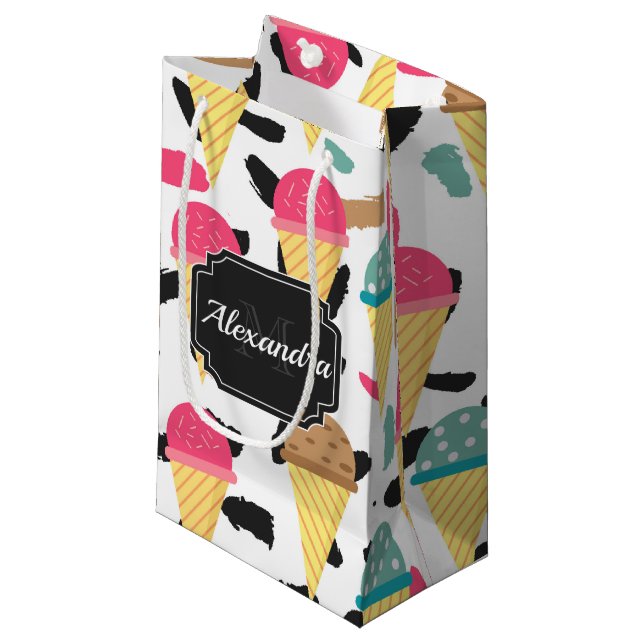 Cute Ice Cream Pattern Small Gift Bag (Front Angled)