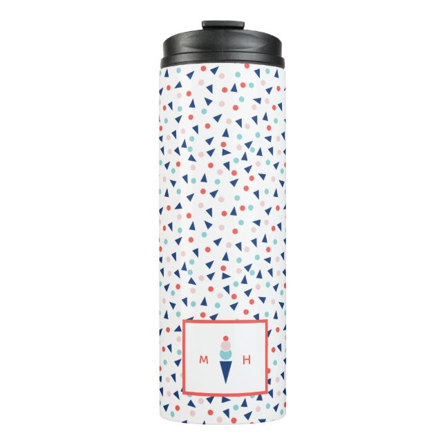 Cute Ice Cream Personalized Initials Custom  Thermal Tumbler (Front)