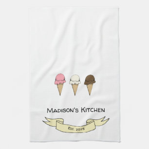 Cute Ice Cream Personlised Kitchen Towel