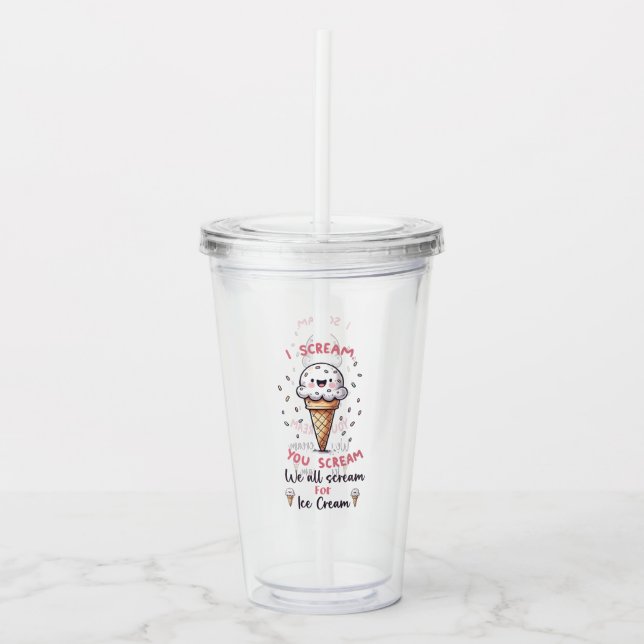 Cute Ice Cream Pun  Acrylic Tumbler (Front)
