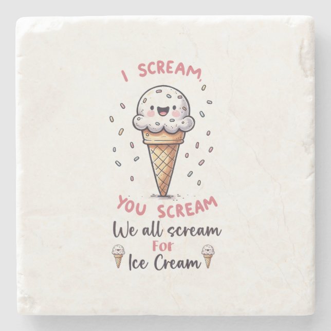 Cute Ice Cream Pun  Stone Coaster (Front)
