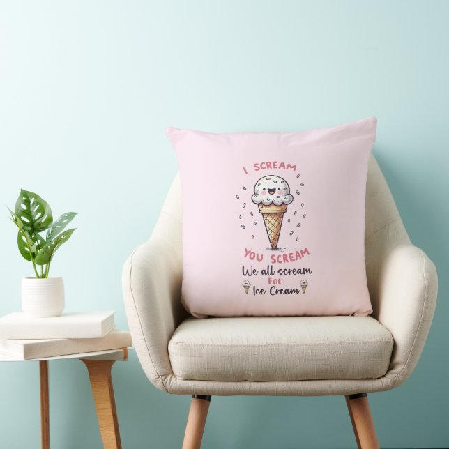 Cute Ice Cream Pun  Throw Pillow (Chair)