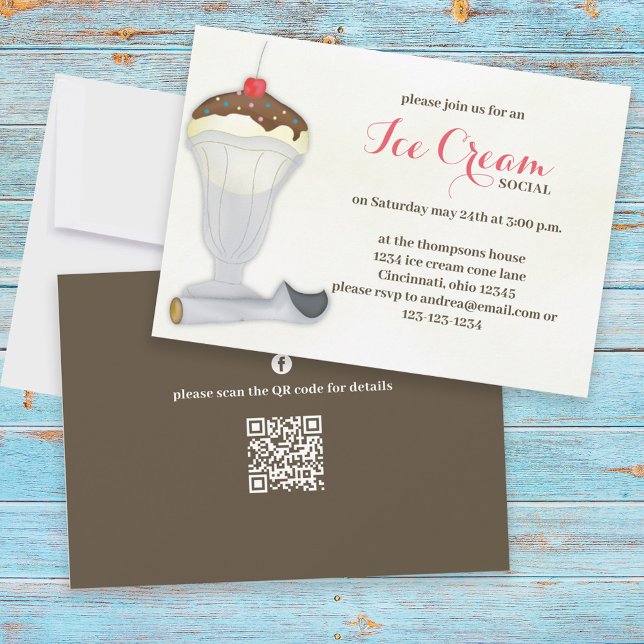 Cute Ice Cream Social Simple Invitation (Creator Uploaded)