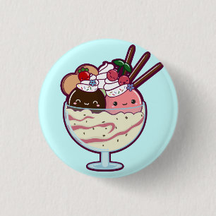 Cute Ice Cream Sundae 1 Inch Round Button