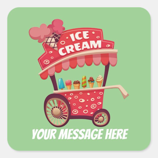 Cute ice cream vendors add name message sticker (Front)