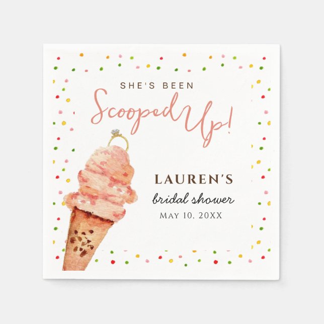 Cute Ice cream with Sprinkles Bridal Shower Napkin (Front)