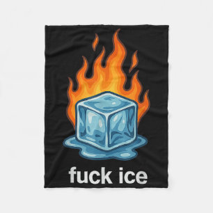 Cute Ice Cube On Fire For Ice Protest Deportation Fleece Blanket