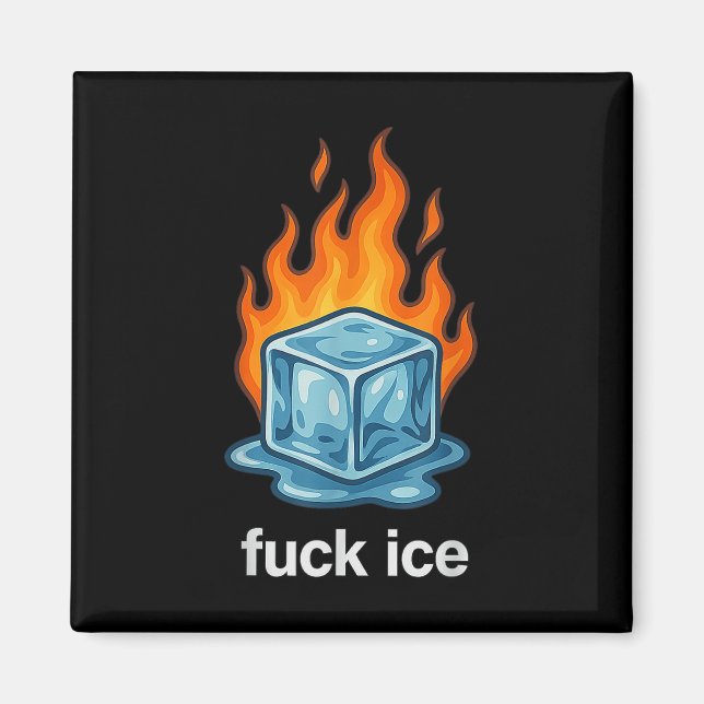 Cute Ice Cube On Fire For Ice Protest Deportation  Magnet (Front)
