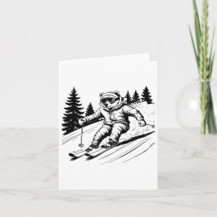 Cute Ice Polar Bear Ski Skiing Snow Holidays Men W Card