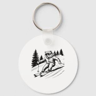Cute Ice Polar Bear Ski Skiing Snow Holidays Men W Keychain