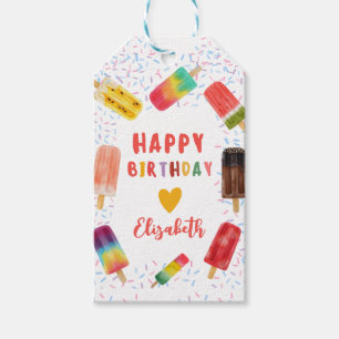 Cute Ice pop birthday Watercolor Popsicle Gift Tags