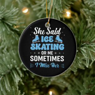 Cute Ice Rink Synchronized is Calling Ceramic Ornament