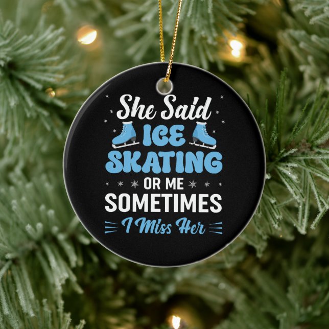Cute Ice Rink Synchronized is Calling Ceramic Ornament (Tree)
