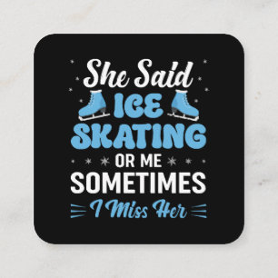 Cute Ice Rink Synchronized is Calling Square Business Card