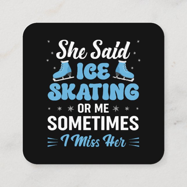 Cute Ice Rink Synchronized is Calling Square Business Card (Back)