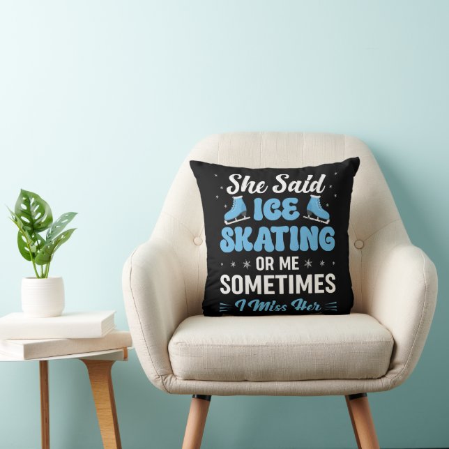 Cute Ice Rink Synchronized is Calling Throw Pillow (Chair)