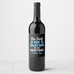 Cute Ice Rink Synchronized is Calling Wine Label